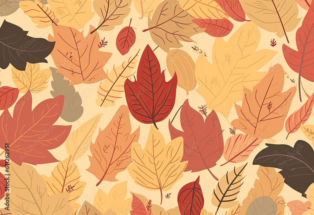 Autumn falling colorful leaves. Generative AI