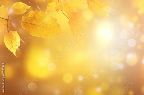 Beautiful sunny colorful autumn leaves background. Generative AI