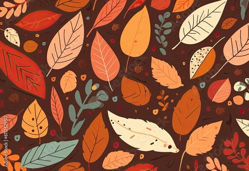 Autumn falling colorful leaves. Generative AI