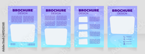 Upcoming space museum events blank brochure design. Template set with copy space for text. Premade corporate reports collection. Editable 4 paper pages. Arial Black, Regular fonts used