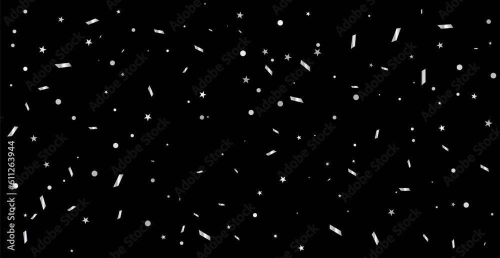 Celebration Event And Birthday Background With Many Falling Silver Tiny Confetti. Vector Illustration Celebration Event And Birthday Background With Many Falling Silver Tiny Confetti. Vector Illustration