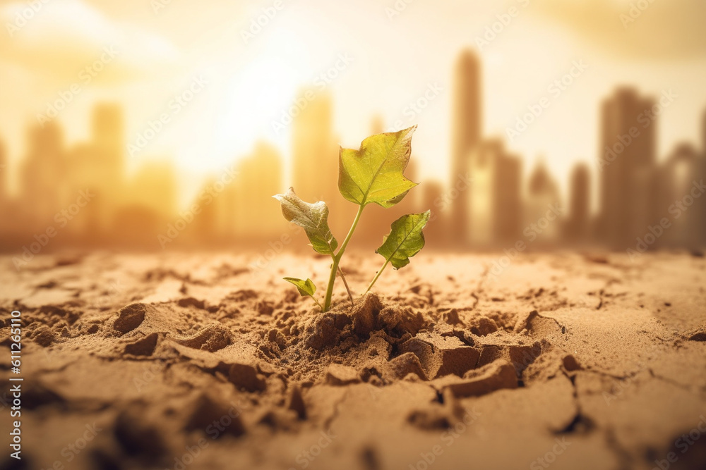 Desertification transforming fertile land into barren deserts, Climate change and environmental degradation, climate change, pollution, bokeh Generative AI - obrazy, fototapety, plakaty 