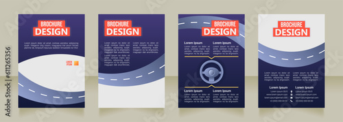 Drivers education blank brochure design. Template set with copy space for text. Premade corporate reports collection. Editable 4 paper pages. Bebas Neue, Ebrima, Roboto Light fonts used