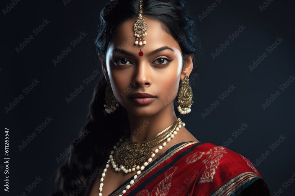 Lifelike beautiful Asian Indian woman with a striking appearance and