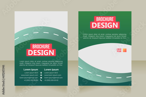 Driver development program blank brochure design. Template set with copy space for text. Premade corporate reports collection. Editable 2 paper pages. Bebas Neue, Ebrima, Roboto Light fonts used photo