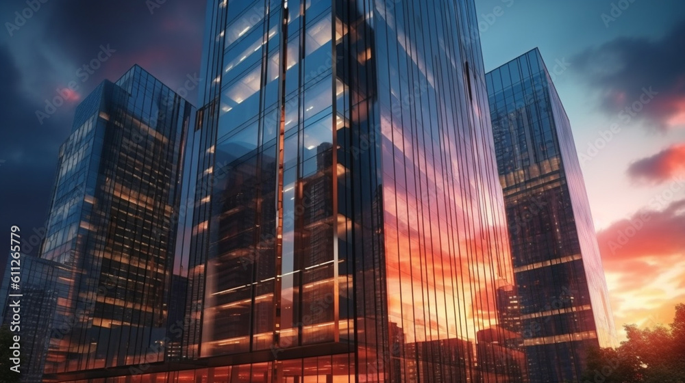 Contemporary office towers. Generative Ai