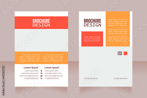 Certification course blank brochure design. Template set with copy space for text. Premade corporate reports collection. Editable 2 paper pages. Bebas Neue, Lucida Console, Roboto Light fonts used