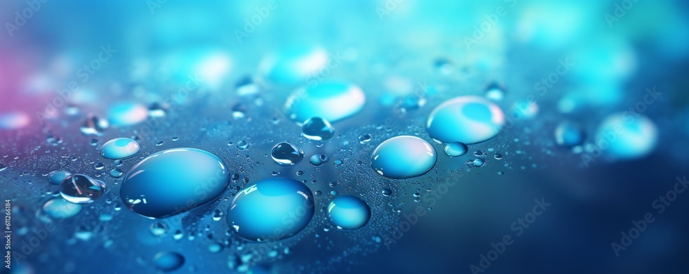 Smooth soft blue dew background with small water droplets Generative AI