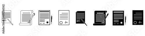 Contract icon vector set. document illustration sign collection. deal symbol.