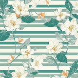 Seamless vector pattern with many abstract spring flowers. For wallpaper or fabric decoration in vintage style. Flower painting for summer. Botanical background. Vector illustration.