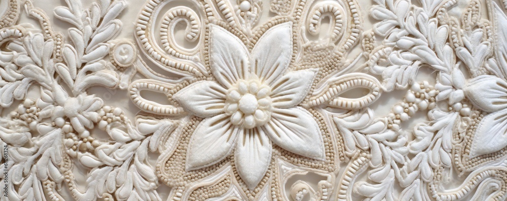 Stitched ornate floral embroidery background Generative AI Stitched ornate floral embroidery background Generative AI