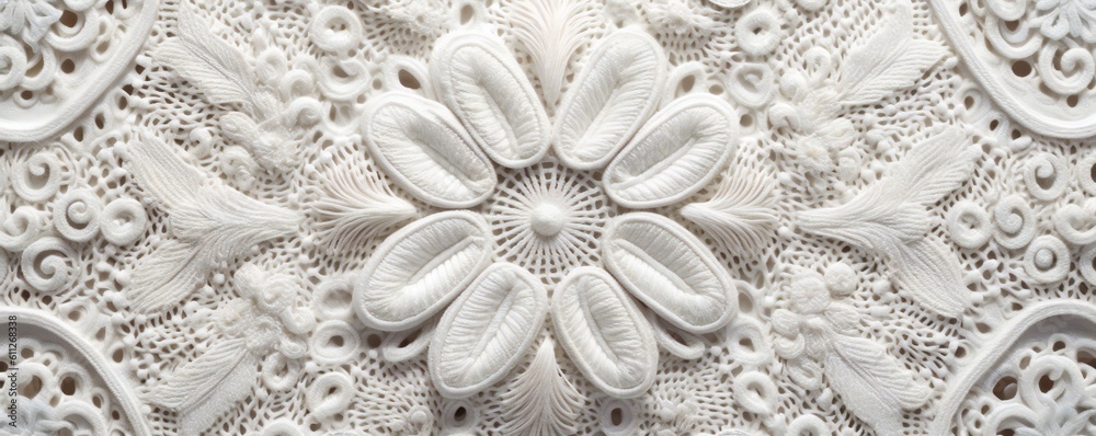 Stitched ornate floral embroidery background Generative AI Stitched ornate floral embroidery background Generative AI