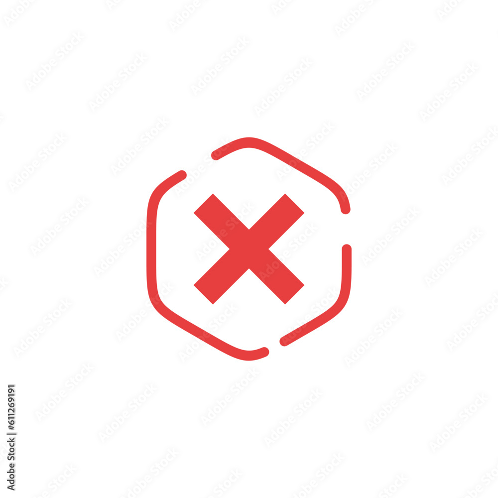 Obraz premium Cross Sign Cancel Denial Icon Vector