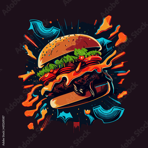 illustration of a burger vector art commercial logo