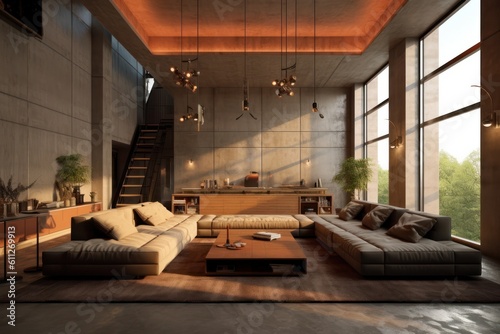 Wide Angle View of a Luxurious Loft Living Room © aboutmomentsimages