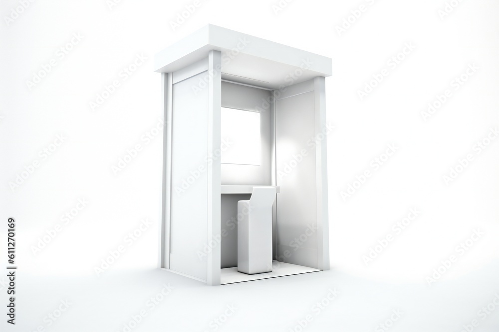 Empty white goods and services expo trade show booth for product display Generative AI Empty white goods and services expo trade show booth for product display Generative AI