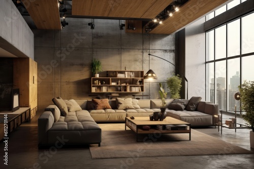 Wide View of Luxurious Loft with Contemporary Style.