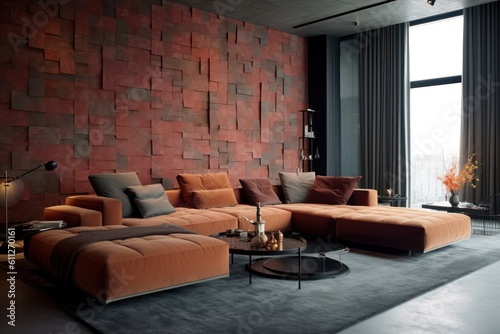 Detail of Loft Living Room with Industrial Chic Design.