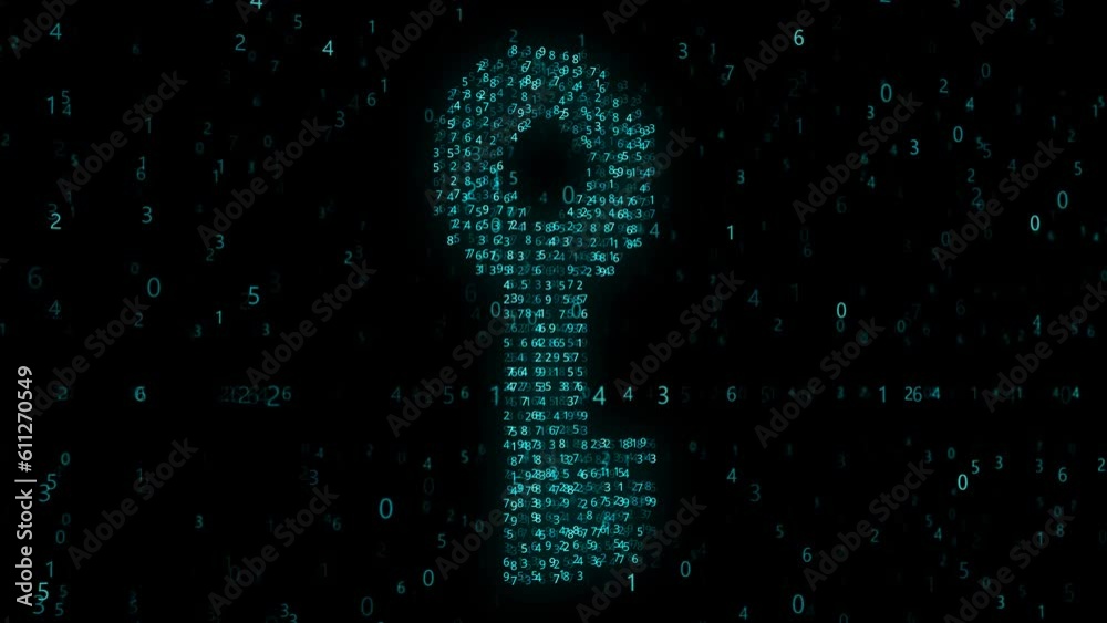 Digital protection concept, digital key in virtual space, data encryption and safe conception