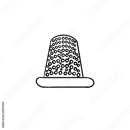 Vector sketch hand drawn thimble silhouette, line art