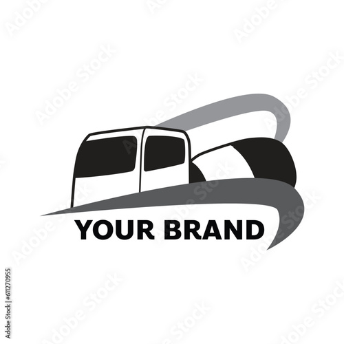 Concrete mixer truck construction vehicle for logo and icon