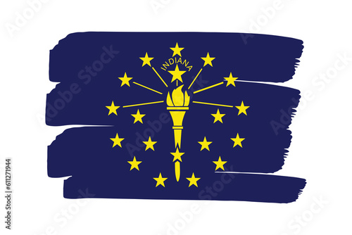 Indiana State Flag with colored hand drawn lines in Vector Format