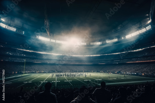 American football stadium in a super bowl game in the grand arena   Created with generative AI
