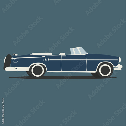 Retro car imperial 1956 on blue background © Valeriya