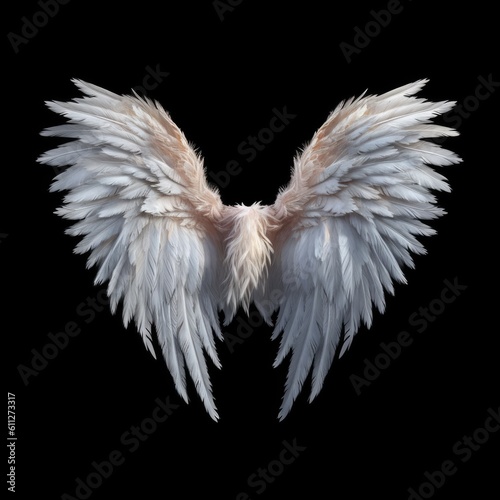A set of angel wings on a black background - created using generative AI tools