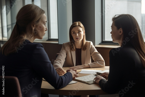 A financial advisor giving advice and recommendations to clients in a comfortable and professional office setting Generative AI