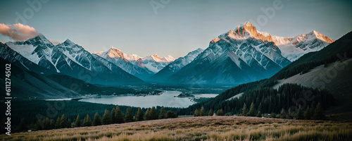 Breathtaking Mountain Peaks, Panoramic Ultrawide Image, Landscape Wallpaper