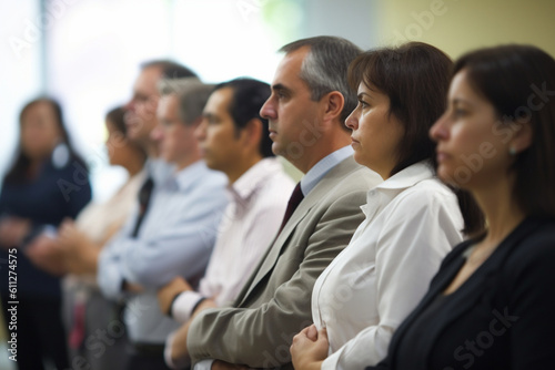 A group of people participating in a business training or seminar in a professional and dynamic setting Generative AI