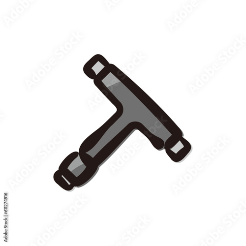 Skateboard tool - Skateboarding icon/illustration (Hand-drawn line, colored version)