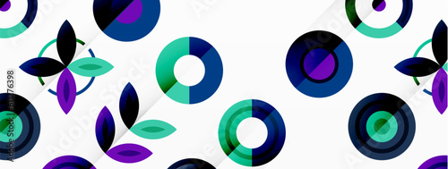 Colorful circles in a grid composition abstract background. Design for wallpaper, banner, background, landing page, wall art, invitation, prints, posters