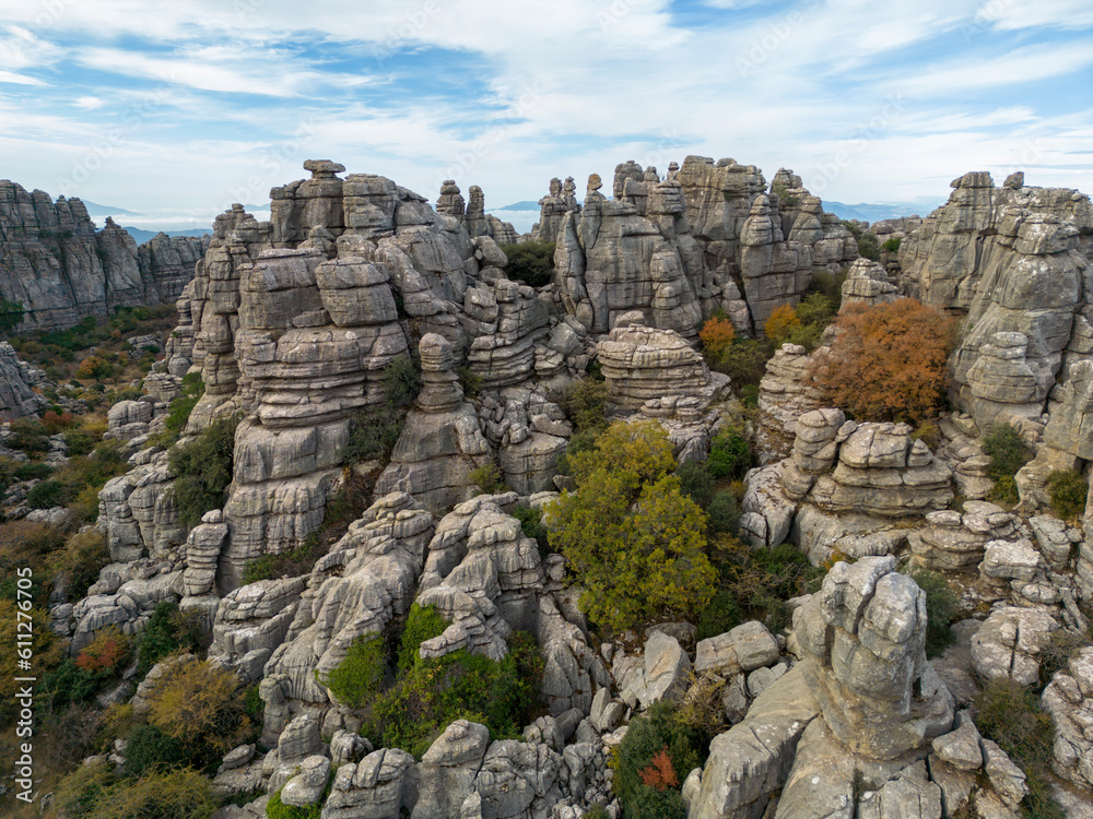 vista aérea de las formaciones rocosas del paraje natural del torcal de Antequera, Andalucía vista aérea de las formaciones rocosas del paraje natural del torcal de Antequera, Andalucía