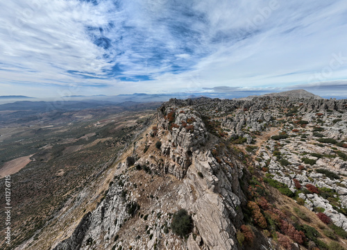 vista aérea de las formaciones rocosas del paraje natural del torcal de Antequera, Andalucía photo