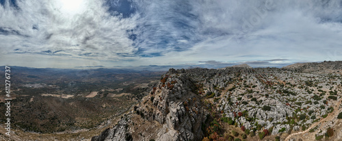 vista aérea de las formaciones rocosas del paraje natural del torcal de Antequera, Andalucía photo