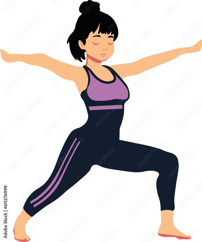 Woman doing yoga in warrior pose Woman doing yoga in warrior pose