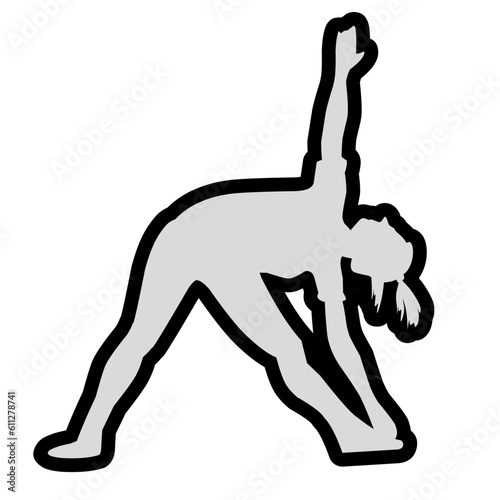 Female various yoga poses Silhouette with outline