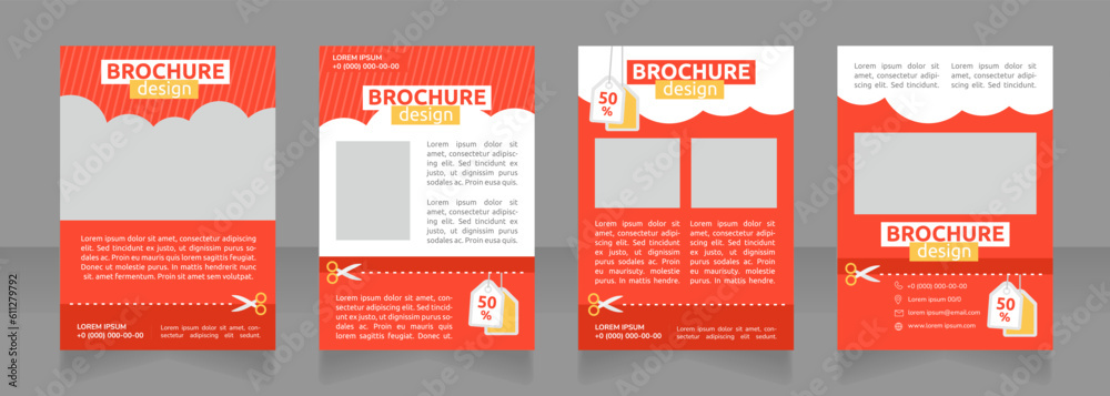 Special gift for customer encouragement blank brochure design. Template set with copy space for text. Premade corporate reports collection. Editable 4 paper pages. Ubuntu Bold, Regular fonts used