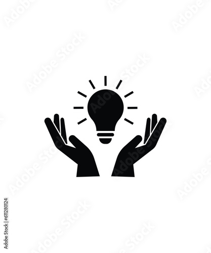 hand holding bulb icon, vector best flat icon.