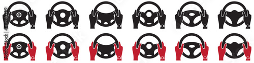 Set of steering wheel vector icons. Car wheel icon. Car control. Vector 10 EPS.