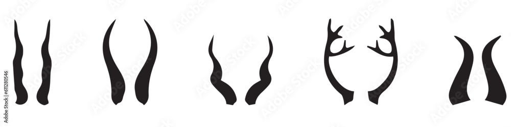 Black silhouettes of different horns, vector.EPS 10 Black silhouettes of different horns, vector.EPS 10