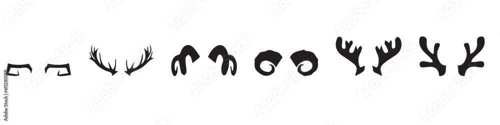 Black silhouettes of different horns, vector.EPS 10 Black silhouettes of different horns, vector.EPS 10