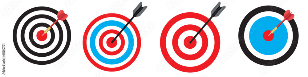 Realistic target and arrow icon. Goal achievement concept. Vector illustration.EPS 10 Realistic target and arrow icon. Goal achievement concept. Vector illustration.EPS 10