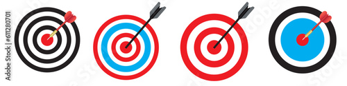 Realistic target and arrow icon. Goal achievement concept. Vector illustration.EPS 10
