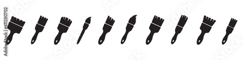 Set of paint brush vector icons. Artist or painter tool. Vector 10 Eps.