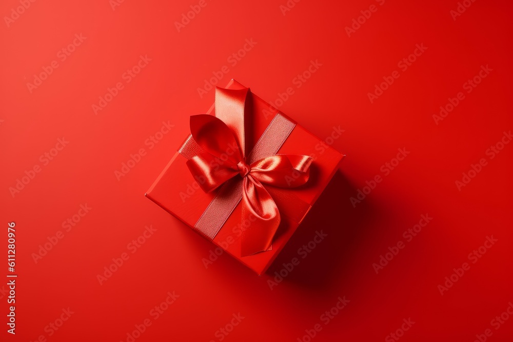 Red bow gift box sale. Generate Ai Red bow gift box sale. Generate Ai