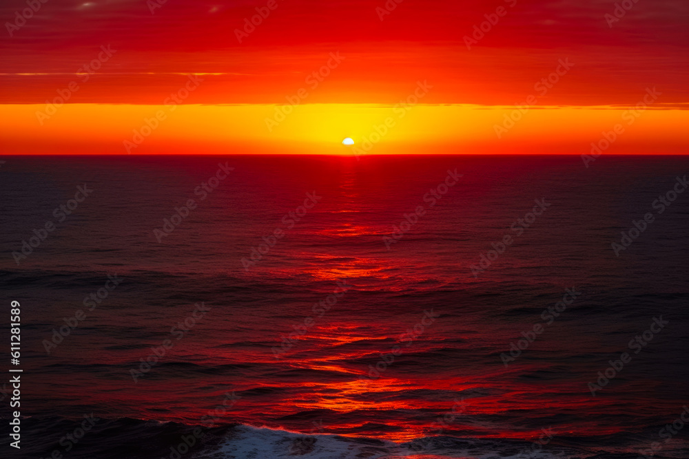 landscape, sunset over the ocean, Generative AI