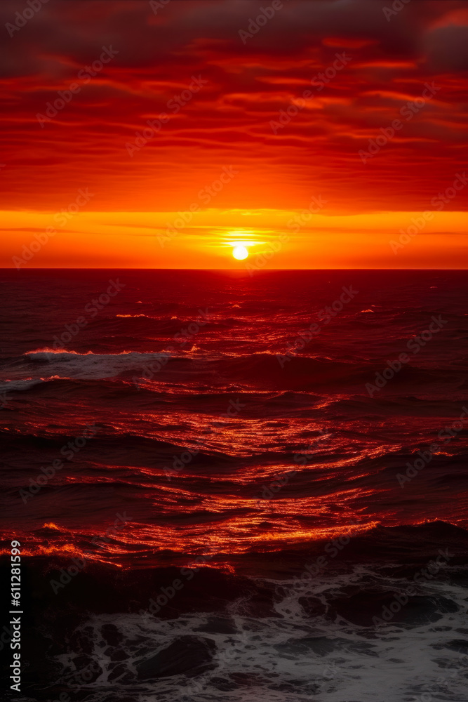 landscape, sunset over the ocean, Generative AI landscape, sunset over the ocean, Generative AI
